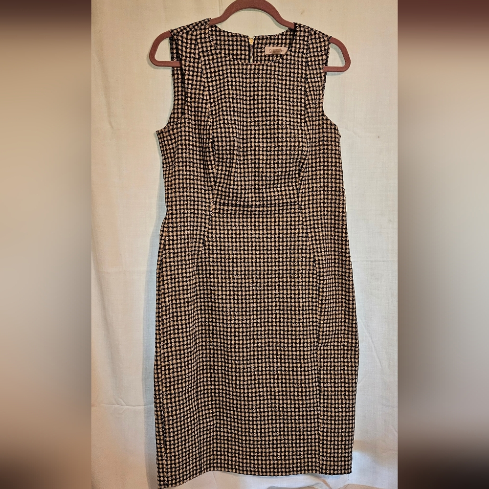 Calvin Klein sleeveless sheath dress houndstooth print size 10